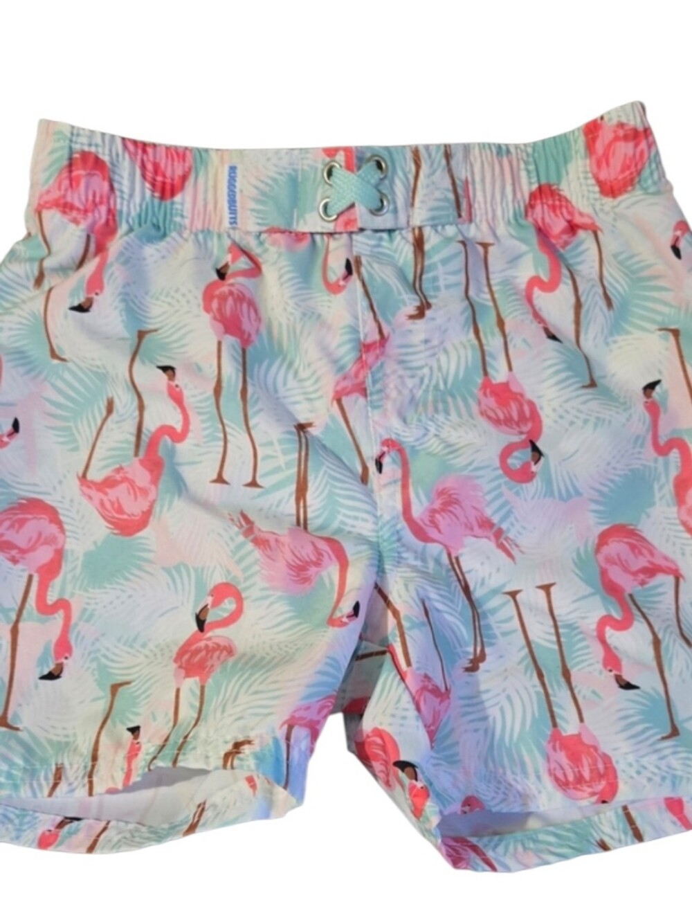 Rugged Butts Flamingo Swim Trunks Boys Size 5 Tropical Palm Print Swim Shorts
